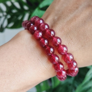 Strawberry Quartz Bracelet - 8mm Tanzberry Quartz Crystal bracelet, Natural gemstone jewelry accessory crystal gift