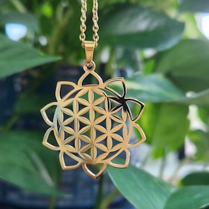Flower of Life Necklace •  Sacred Geometry Pendant • Charm Pendant Seed of Life Necklace, Gift for Her