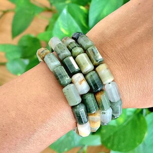 Garden Bracelet • Green Garden Phantom Crystal bracelet • Crystal jewelry gift • Barrel bead bracelet