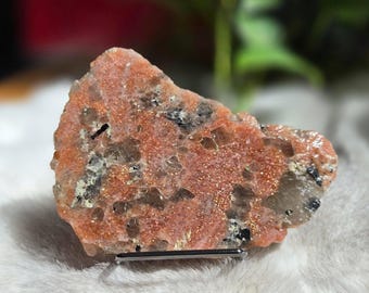 Arusha Sunstone slab • Flashy Arusha gemstone slice • Rainbow confetti Arusha sunstone crystal gift home decor display *stand not included