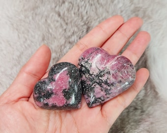 Rhodonite Heart • Crystal Heart Carving • Pink Heart shaped crystal • Crystal gift home decoration