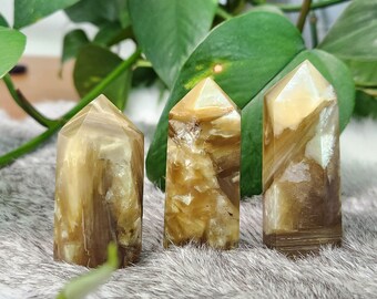 Golden Mica crystal point • Flashy Golden Muscovite • Yellow Honey Mica Point • Crystal point tower gift home display