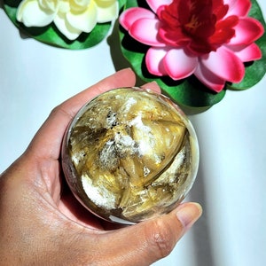 Golden Mica Sphere • 2.38&quot; Super flashy Gold Muscovite sphere • Yellow Mica crystal Sphere Gift Home decoration - Mica crystal sphere