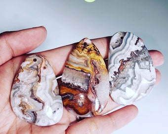 Amazing yellow Mexico Crazy Lace Agate pendant stone EA1897