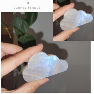 Super flashy Moonstone cloud shape carving in various sizes. Each piece is beautiful on its own. A fun gift to all family and friends. Strong blue and silver flashes in each piece.