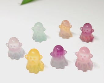 Mini Fluorite Ghost•Small, Mini crystal ghouls•Green, Purple, Yellow Fluorite • Crystal Gift •Halloween Home Decor• Rainbow Fluorite Ghosts