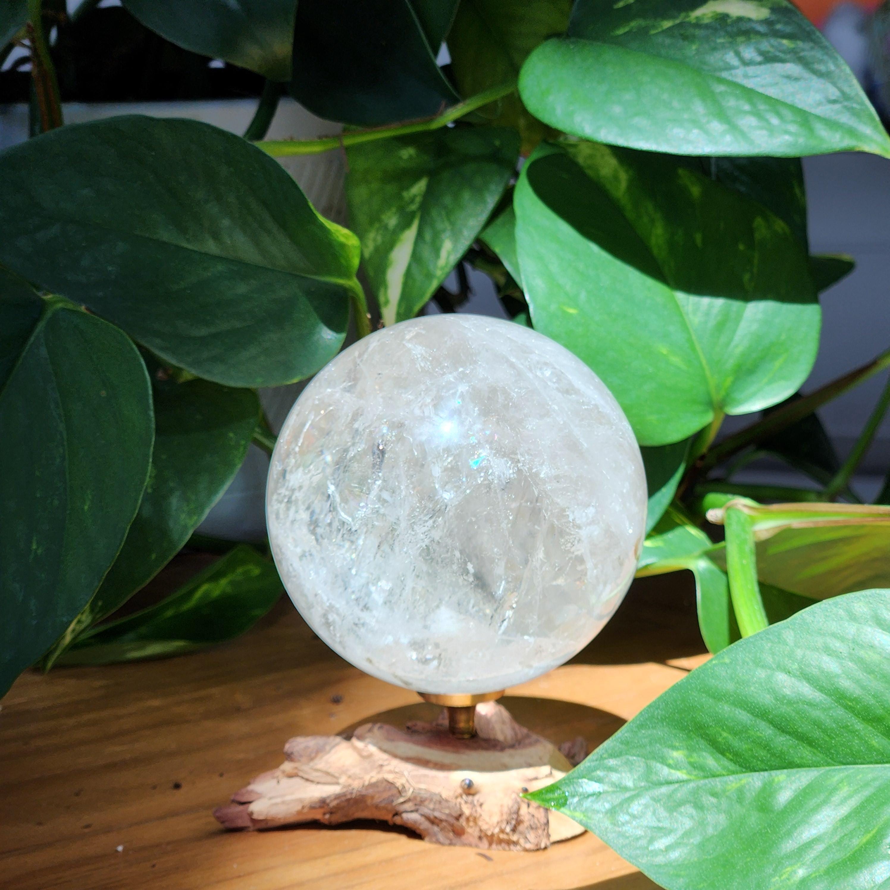 Quartz sphere •  75mm Clear quartz crystal orb ball with rainbows • crystal sphere gift home decoration - stand not included