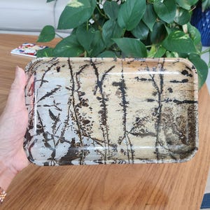 Picture Jasper Plate • 10" Picture stone platter • Crystal holder platter • Crystal gift Home Decoration