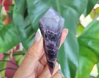 Amethyst scepter • Amethyst double terminated wand DT • Crystal point with rainbow | alter crystal gift home decoration display