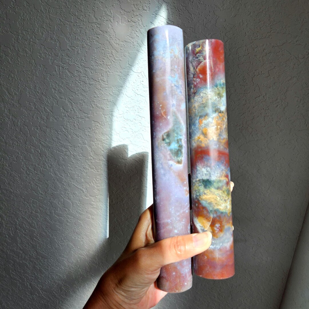 Ocean Jasper Harmonizer • 9.8" Jasper Cylinder Stick Wand • Reiki ...