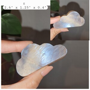 Super flashy Moonstone cloud shape carving in various sizes. Each piece is beautiful on its own. A fun gift to all family and friends. Strong blue and silver flashes in each piece.