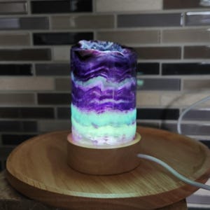 Fluorite Lamp • 2.8&quot; Rainbow Fluorite Lamp • USB Light stand included