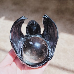 Support de sphère ailée de chauve-souris - Supports de sphère et d&#39;orbe de Faucheuse - Support de sphère de cristal -