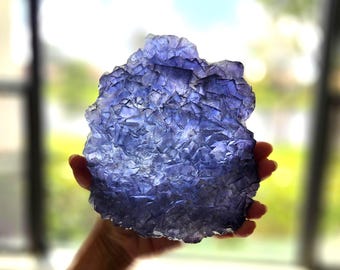 Fluorite crystal specimen • Pure Blue Fluorite mineral specimen • Octahedral Fluorite gift cubic Fluorite Raw Rough Fluorite Cluster display