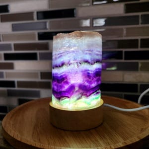 Fluorite Lamp • 2.8&quot; Rainbow Fluorite Lamp • Crystal fluorite lamp USB Light stand included