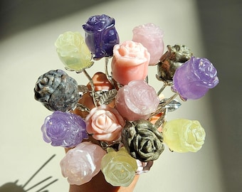 Crystal Rose• Crystal Rose flower carving • Dream Amethyst Crystal Rose•Fire Quartz Rose •Rose Quartz Flower•Fluorite Rose•Crystal Gift•