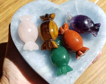 Kristall Bonbons • Halloween Bonbons • Rosenquarz • Tigerauge • Roter Jaspis • Amethyst • Grüner Aventurin - Kristall Geschenk Wohndeko