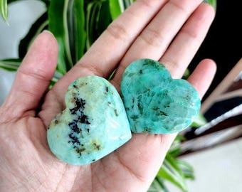 Cœur en pierre de phénix • Cœur en cristal de 4 à 4,5 cm • Malachite, chrysocolle, shattuckite, turquoise, cristal de guérison en forme de cœur, cadeau, décoration intérieure