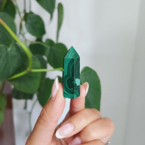 Malachite point • 1.7&quot; Small banded Malachite Crystal Point • Healing Gemstone, Alter Crystal Gift Display