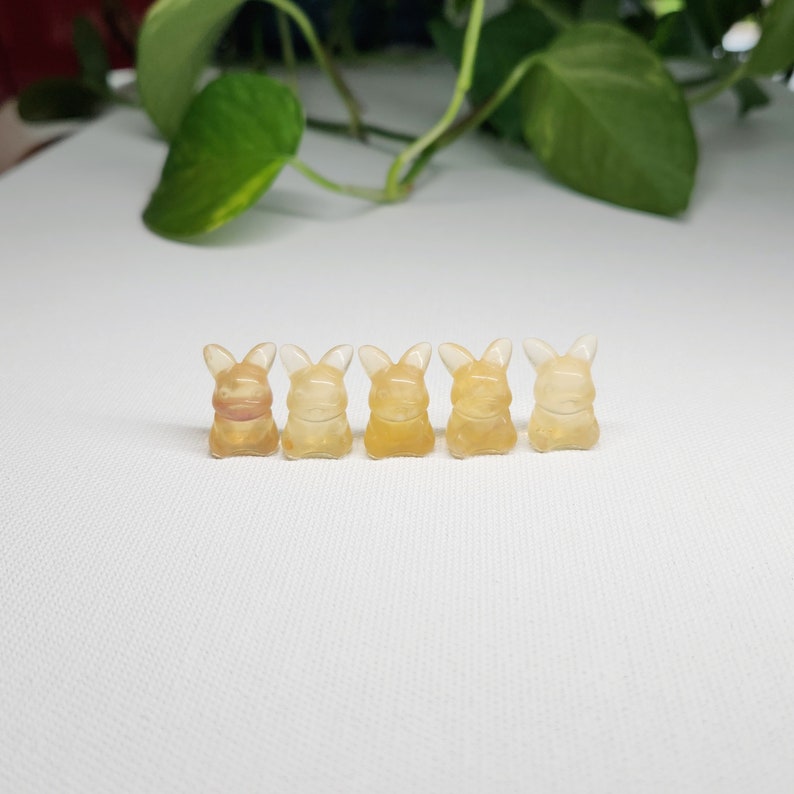 Mini Yellow Fluorite Pokemon - super cute 0.6inch carving suitable as pocket candy or for fun display around the home, especially for Pokemon lovers! Carved from the rare quality Yellow Fluorite, get yours at my Etsy shop now!