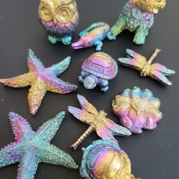 Bismuth Crystal Dog, Skull, Owl, Starfish, Sneakers, Turtle,Dragonfly,Buddha,Nine tail fox animal crystal carving • Rainbow • Crystal Gift