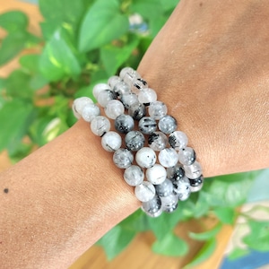 Black Rutilated Quartz Bracelet • 8mm Black Rutile Gemstone Bracelet • Grounding • Protective Healing Bracelet Gift - Men, women