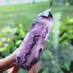 Amethyst Point  • Light Purple Lilac Amethyst crystal point • Layered Dream Amethyst Banded tower