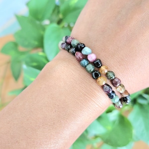 Watermelon Tourmaline Bracelet • Quality Tourmaline Bead Gemstone Rainbow Tourmaline • Crystal Jewelry Gift • Tourmaline Crystal accessory