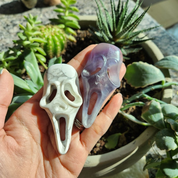 Crystal Scream Face Mask• Scream Ghost Face • Crystal Ghost Face Mask • Howlite • Purple Fluorite •Rose Quartz •Labradorite• Crystal Gift