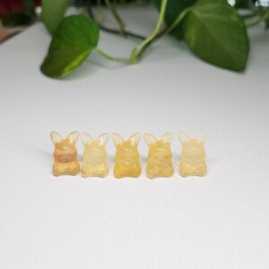 Mini Yellow Fluorite Pokemon - super cute 0.6inch carving suitable as pocket candy or for fun display around the home, especially for Pokemon lovers! Carved from the rare quality Yellow Fluorite, get yours at my Etsy shop now!