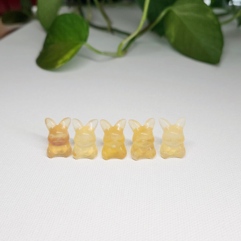 Mini Yellow Fluorite Pokemon - super cute 0.6inch carving suitable as pocket candy or for fun display around the home, especially for Pokemon lovers! Carved from the rare quality Yellow Fluorite, get yours at my Etsy shop now!
