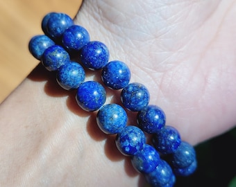 Lapis Lazuli Bracelet • 8mm Natural Handmade Men Women Stretchy Bracelet, Healing Crystal Bracelet, Gemstone Bracelet, Crystal Gift