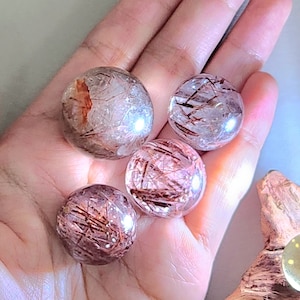 Red Copper Rutilated Quartz Sphere • High quality rare small Red Copper Rutile Sphere - Filled with rutile - Crystal home decoration