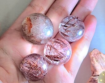 Red Copper Rutilated Quartz Sphere • High quality rare small Red Copper Rutile Sphere - Filled with rutile - Crystal home decoration