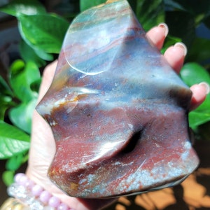 Ocean Jasper Flame • 5.5&quot; Crystal Flame • Crystal Free Form • Colorful Red Green Blue Flame • Crystal Home Decoration Gift • Alter Crystal