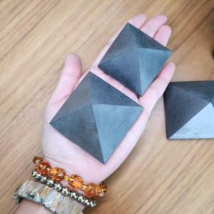 Shungite Pyramid - 2&quot;+ Crystal pyramid • Shungite gift, Crystal home decoration