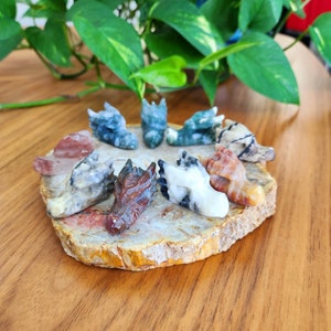 Dragon Head Skull Crystal, Small Crystal Dragon Heads, Metaphysical Home Decor, Ocean Jasper,Moss Agate, Septarian, Crazy Lace, Zebra jasper