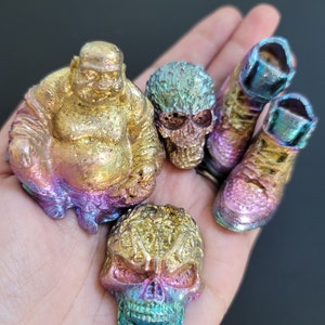 Bismuth Crystal Skull, Sneakers, Buddha carving • Rainbow Bismuth • Crystal Gift• Alter Crystal • Rainbow Bismuth Crystal