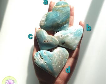 Cœurs en calcite des Caraïbes • Cœurs en aragonite bleue • Cadeau de sculpture de cœur en cristal, décoration de la maison