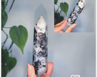Moonstone crystal point tower, Rainbow Moonstone Crystal Point Metaphysical Healing Gift, Home Decoration