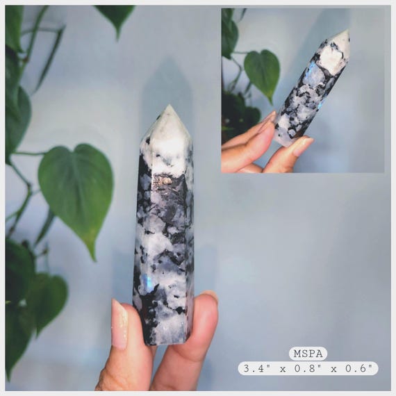 Moonstone crystal point tower, Rainbow Moonstone Crystal Point Metaphysical Healing Gift, Home Decoration