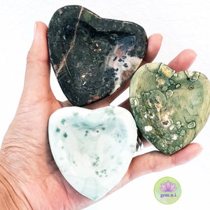 Heart shaped bowl • Rainforest Jasper dish • Phoenix Stone bowl • Plum Jasper bowl • Crystal dish - Trinket - Alter bowl