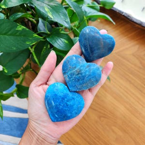 Blue Apatite Heart • Apatite Heart Carving • 2.4&quot; Crystal heart gift home decoration