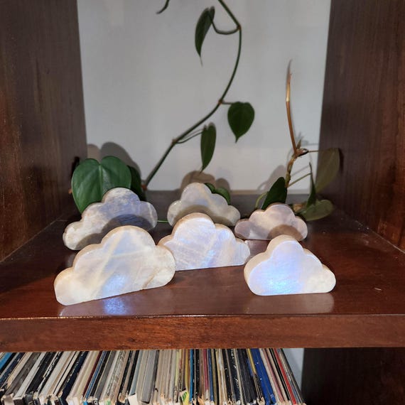 Moonstone Cloud • White Moonstone cloud carving • Flashy Moonstone Cloud shape crystal home decoration display gift idea