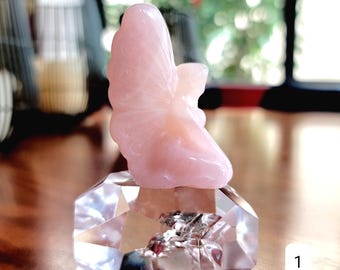 Crystal Fairy • Rose Quartz • Green Aventurine • 2" fairy wings carving statuette figurine - Crystal fairies gift home decoration display