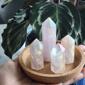 Angel Aura Rose Quartz Point, Rose Quartz towers, Gemstone Crystal Tower, Crystal Gift,