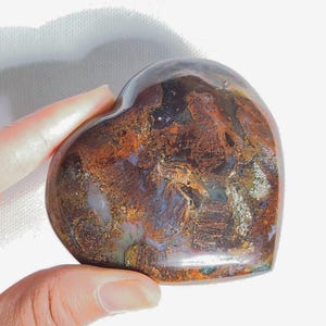 Ocean Jasper Heart • 2.75&quot; Red, Brown Ocean Jasper heart - jasper Crystal Heart carving - Crystal gift
