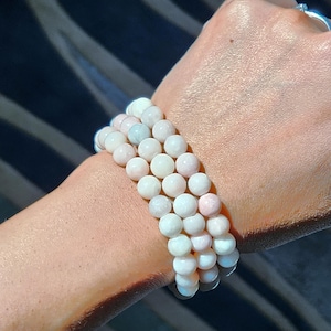 Bracelet en opale rose • Bracelet en opale naturelle rose pastel • Cadeau en cristal - bracelet en cristal - bijoux en cristal de guérison