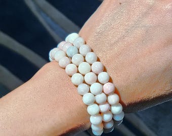 Roze opaalarmband • Pastelroze armband met natuurlijke opaal • Kristal Cadeau - kristallen armband - Helende kristallen sieradenaccessoire
