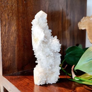 Quartz Cluster Tower • 5.4&quot; Raw natural Clear Quartz Crystal Specimen • Quartz Cluster Point • Crystal Gift home display